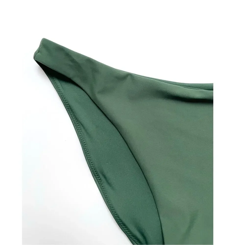 Quince Italian Low Rise Bikini Bottom Swim Palm Green Size Medium NEW